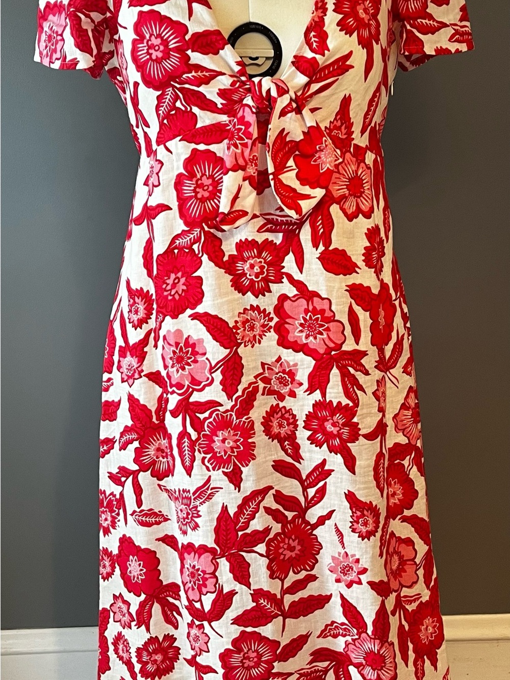 Boden Red and White Floral Midi Dress - Picture 3 of 6